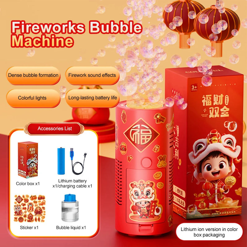 Firework Bubble Machine with Music and Lights