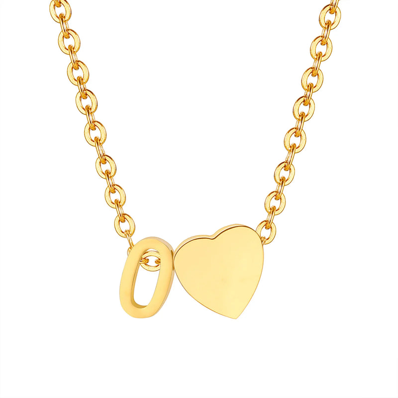 Dainty Heart Initial Necklace