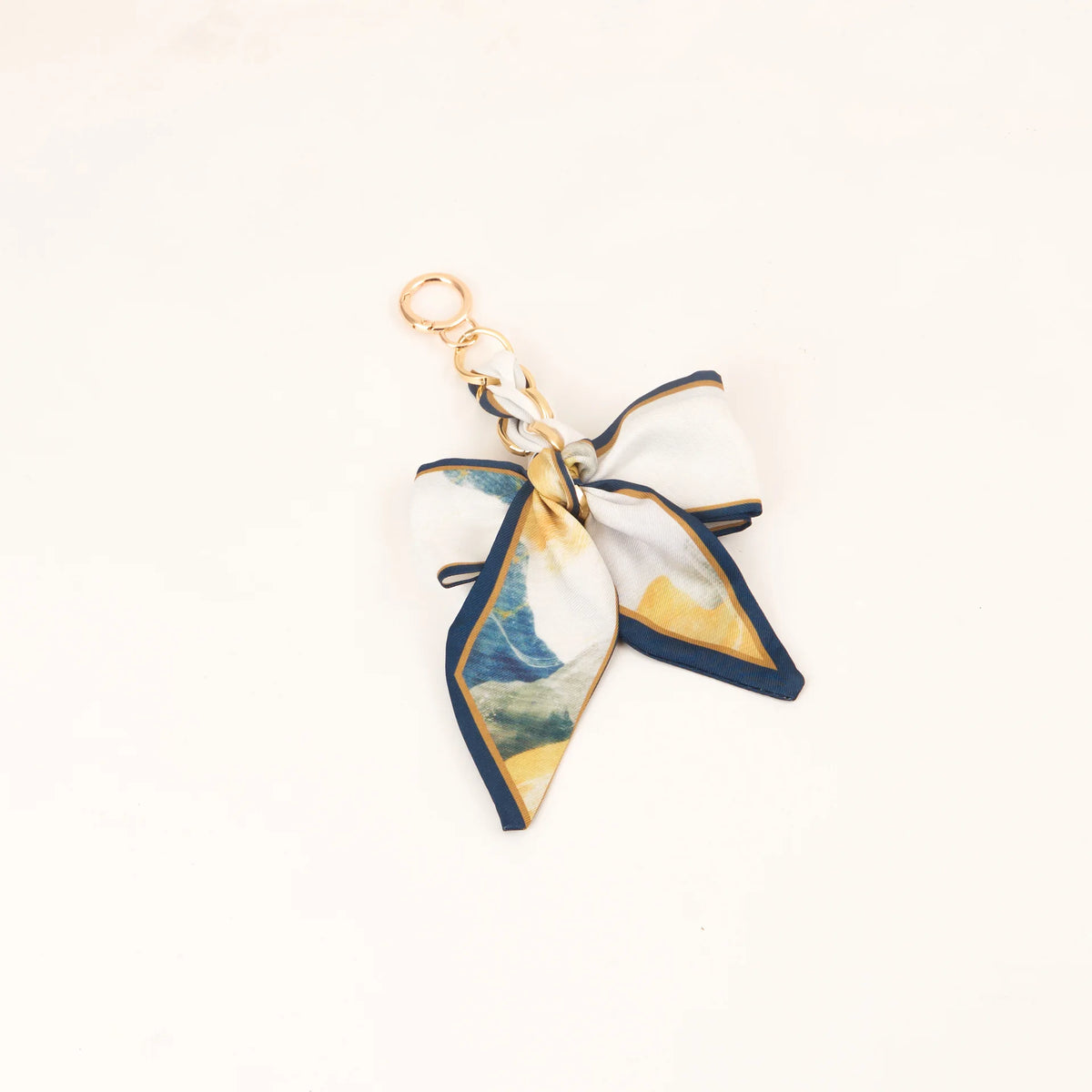 Chic Silk Bow Keychain with Ribbon Charm