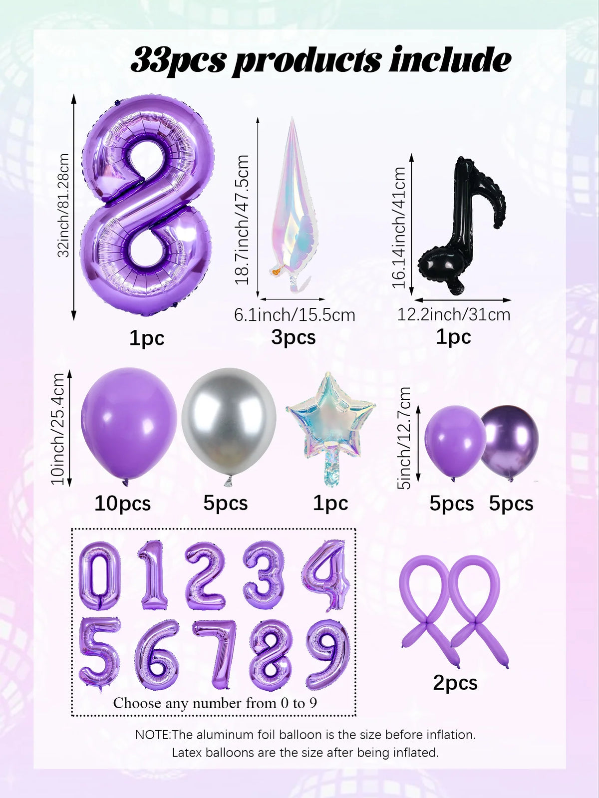 33-Piece K-Pop Music Theme Balloon Pillar Set for Party Decor