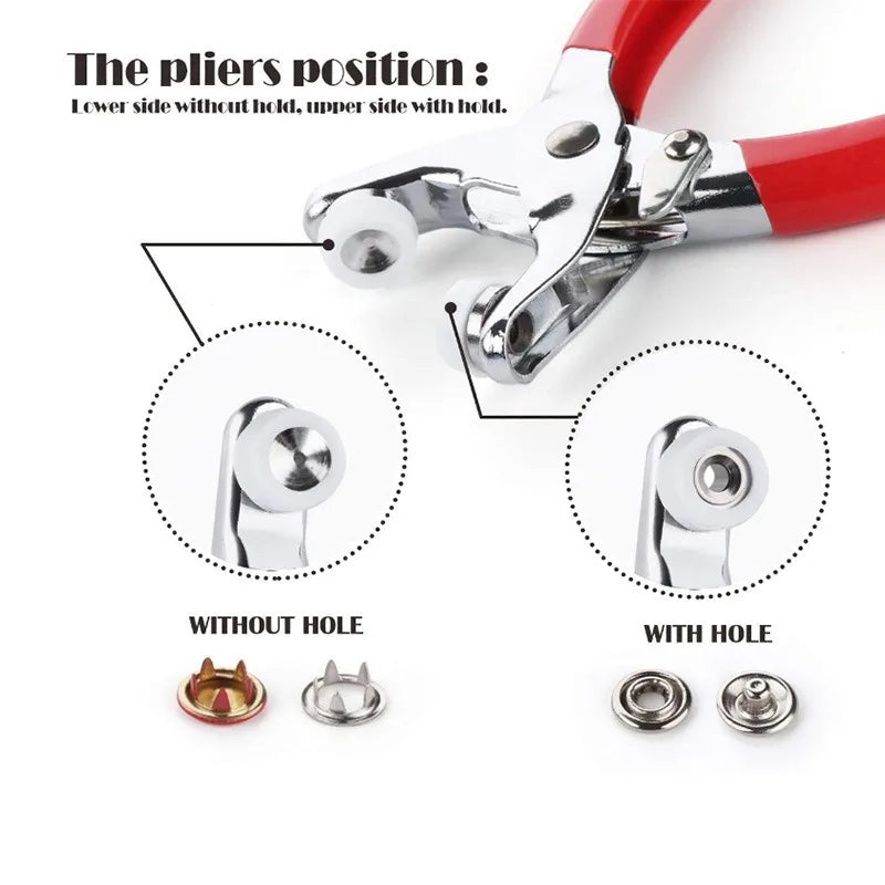 Metal Snap Button Kit with Pliers Tool Set