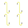 A set of five yellow S-hook brake caliper hangers for auto repair