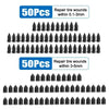 A set of tire repair nails in two sizes, 50 pieces each, for repairing tire wounds.