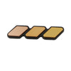 A set of three rectangular grille emblem stickers in copper, gold, and black for Toyota trucks and SUVs