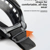 Close-up view of black anti-fog motorcycle goggles with adjustable elastic straps.