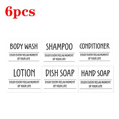 Six pieces of body wash, shampoo, conditioner, lotion, dish soap, and hand soap in a set.