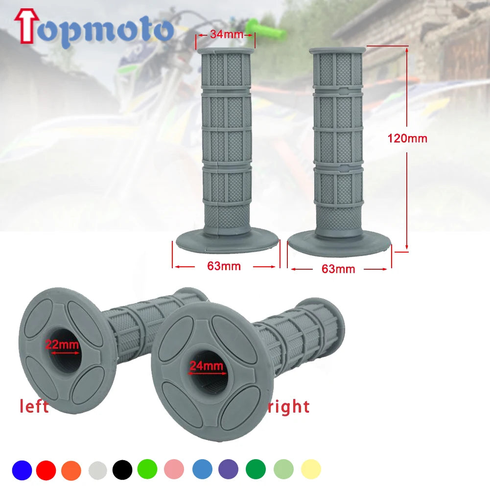 Deux poignées de guidon en silicone de différentes couleurs et dimensions pour vélos tout-terrain