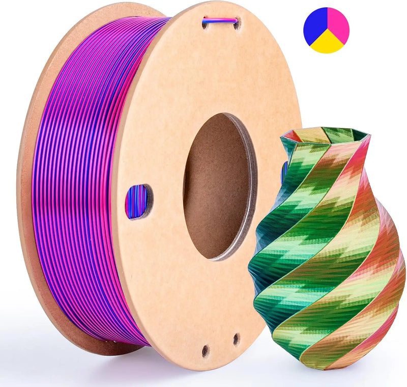 Dual & Tri-Color Silk PLA Filament for 3D Printing