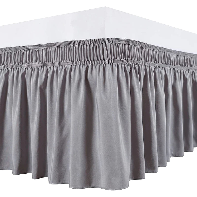Wrap-Around Ruffle Bed Skirt with Elastic Belt - 15 Inch Drop