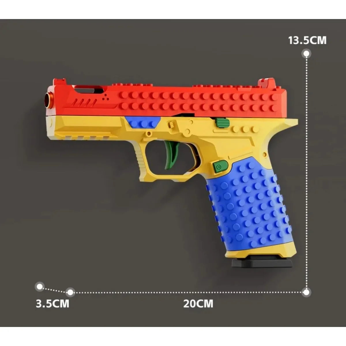 Continuous Fire Building Block Pistol with Ejecting Shells