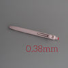A close-up view of a light pink Uni ZENTO Quick-Dry Gel Pen with a 0.38mm tip.