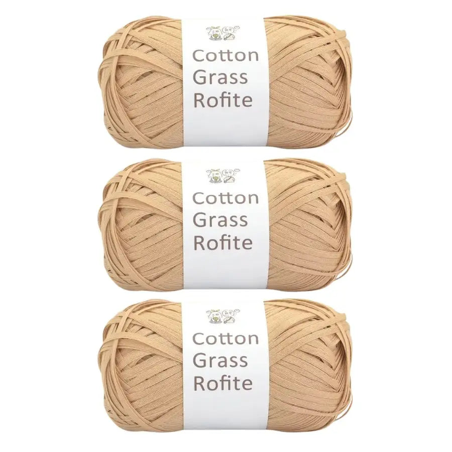 Natural Cotton Raffia Yarn – 3 Ball Set for Crochet, Knitting & Crafting