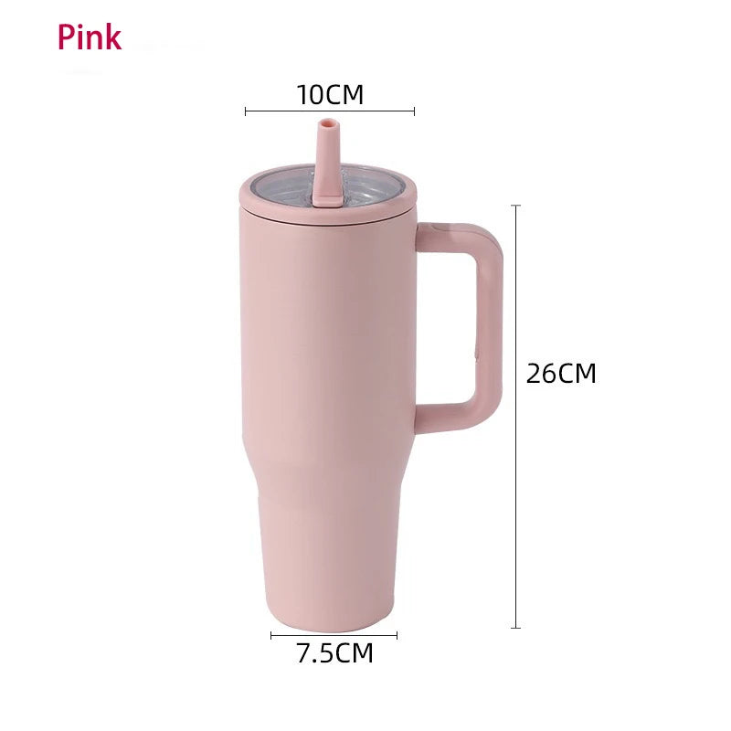40 oz Insulated Tumbler with Handle and Straw