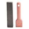 A pink pumice stone toilet and bathroom cleaning brush with a handle.