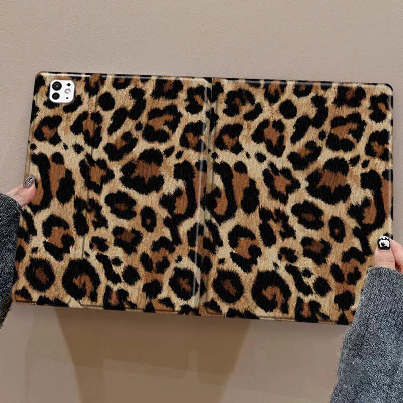 Leopard Print iPad Case – Premium Faux Leather Protective Cover
