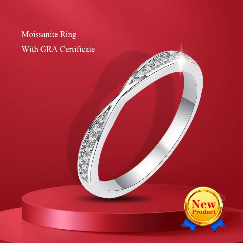 S925 Sterling Silver Moissanite Stackable Ring