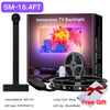 Immersion TV Backlight with Camera Sync for 55–75 Inch TVs featuring a black light bar and LED strips