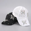 Lace Butterfly Snapback Cap with Rhinestone Accents