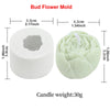White silicone mold shaped like a bud flower for making candles, resin, or soap.