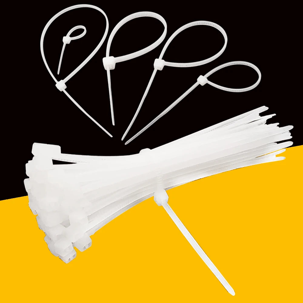 Nylon Cable Zip Ties (Assorted Sizes, 100-Pack)