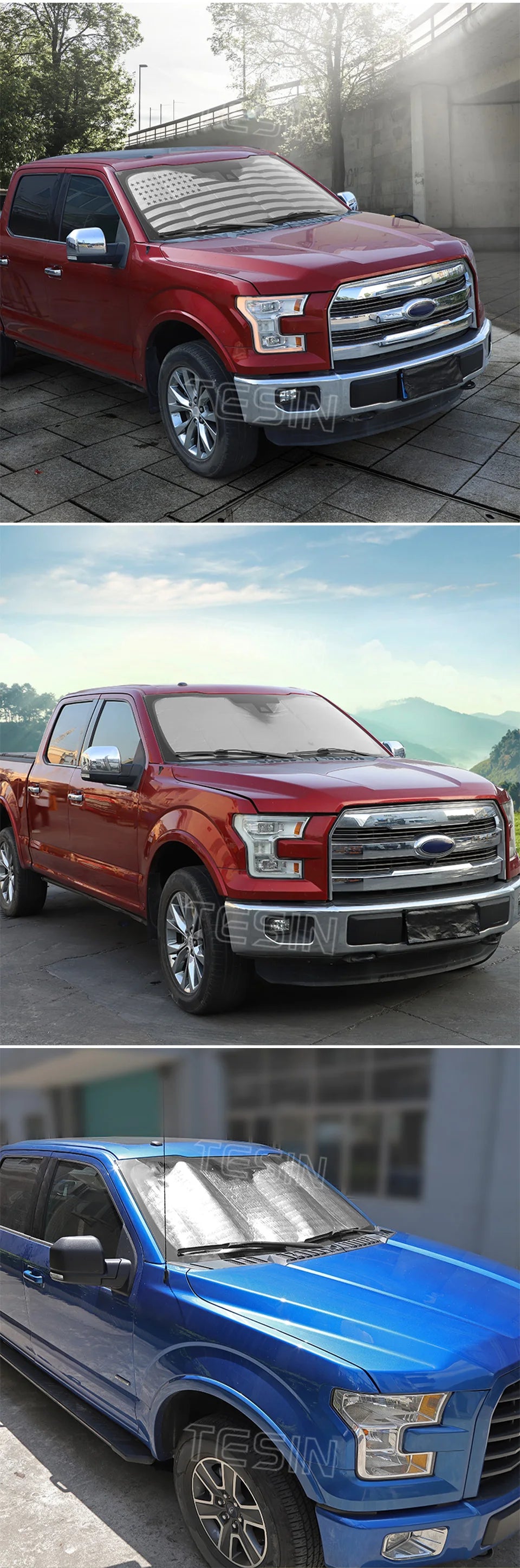 Ford F-150 Windshield Sun Shade - Heat Blocking Aluminum Foil Cover