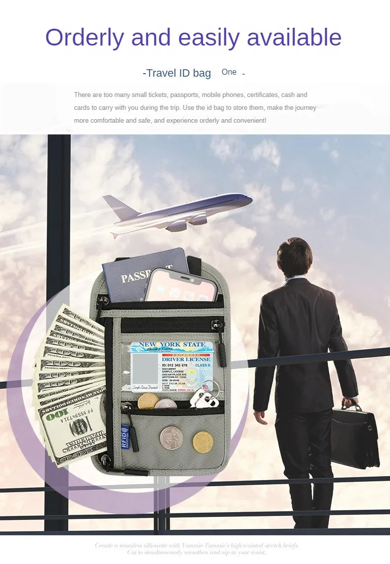 RFID Blocking Neck Wallet for Travel