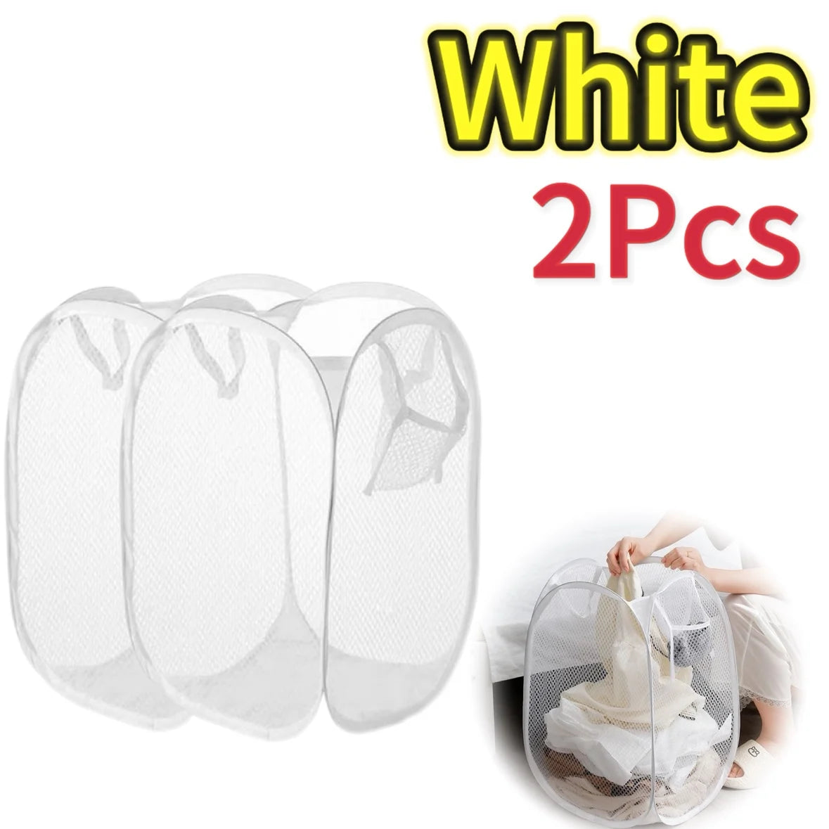 Pop-Up Mesh Laundry Hamper for Home and Travel