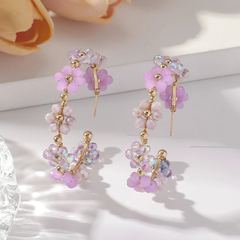 Pendientes Gota de Girasol con Cuentas Estilo Bohemio