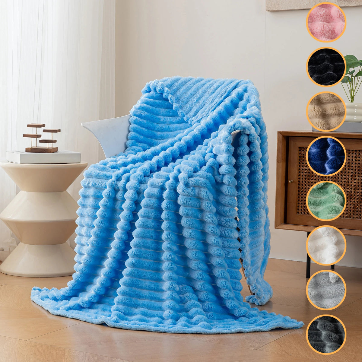 Ultra-Soft Striped Flannel Throw Blanket