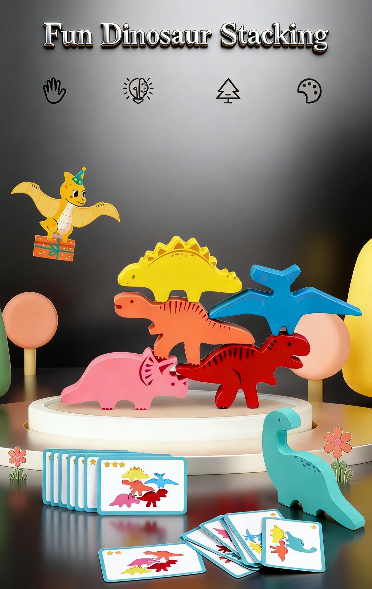 Wooden Dinosaur Stacking Game for Kids