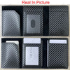 A black RFID blocking pop-up wallet featuring textured leather and a card holder.