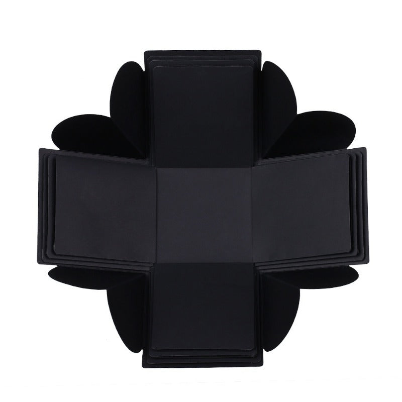 Black explosion photo gift box with a cross shape design
