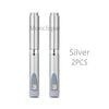 A pair of silver Monclique reusable metal injection pens, 2 pieces.
