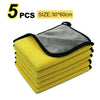 Five packs of gray and yellow microfiber cleaning towels, size 30x60cm.