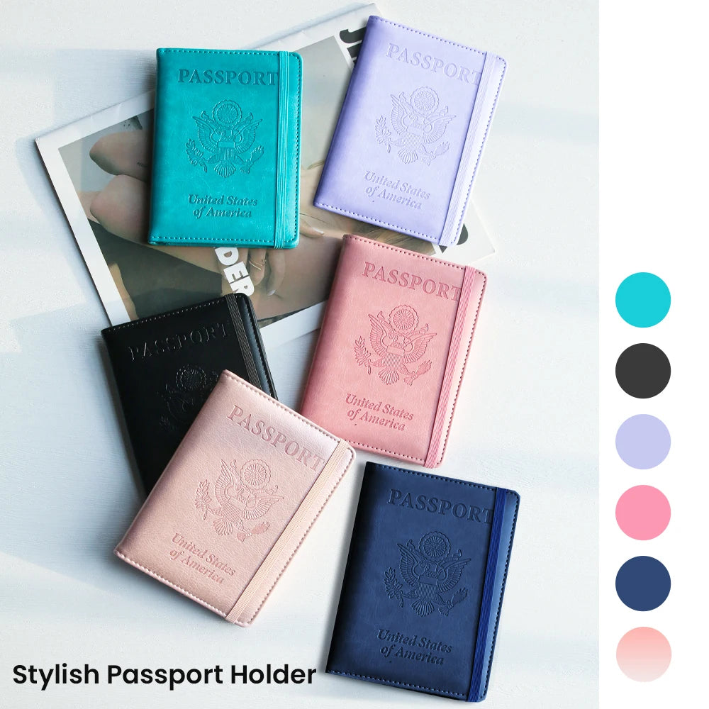 RFID-Blocking PU Leather Passport Holder with 3D Embossed Design