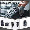 Hands applying a temporary tyre repair kit with rubber screw patches to a tire tread.