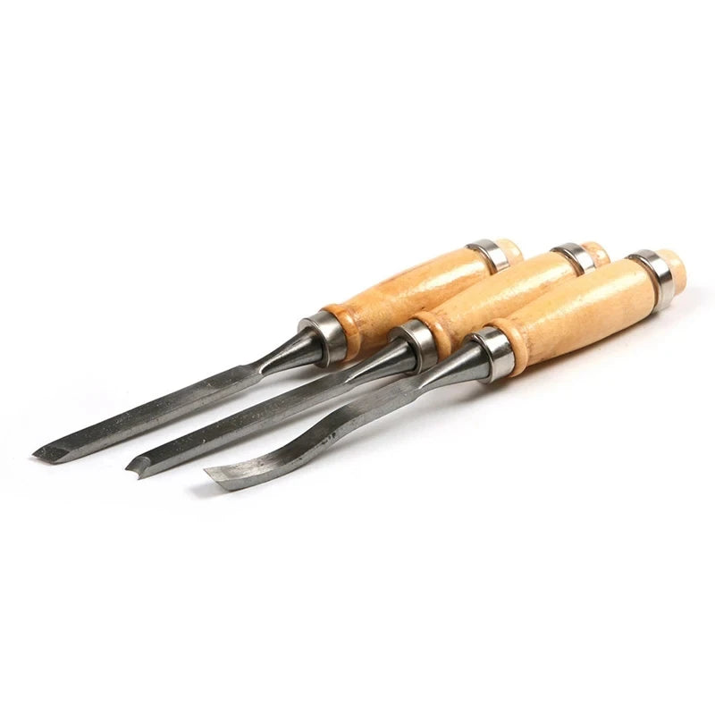 12-Piece Wood Carving Chisel Set with High Carbon Steel Blades