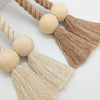 Handwoven Boho Curtain Tiebacks with Wooden Beads