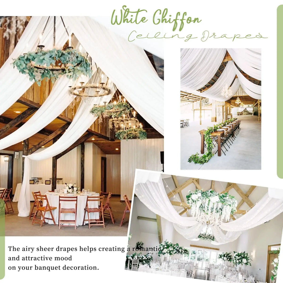 Sheer Chiffon Ceiling Drapes for Weddings & Events