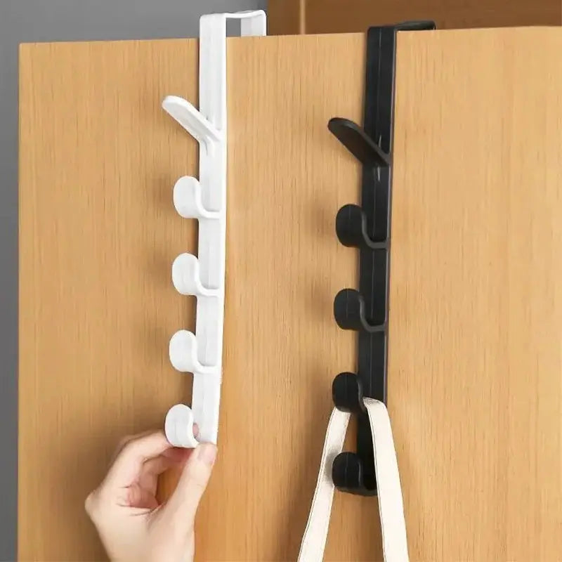 5-Hook Over-the-Door Coat Hanger for Closet & Cabinet Storage