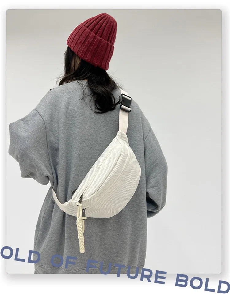 Corduroy Waist Pack for Women – Versatile Crossbody & Shoulder Bag