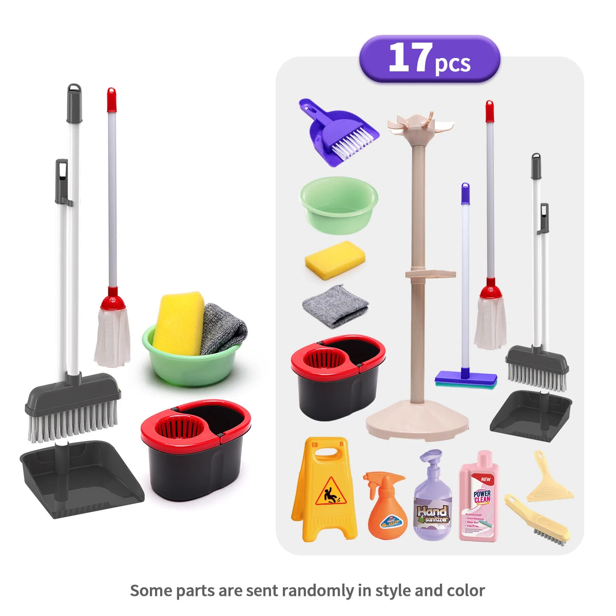 3-in-1 Electric Cleaning Playset for Kids with Storage Rack