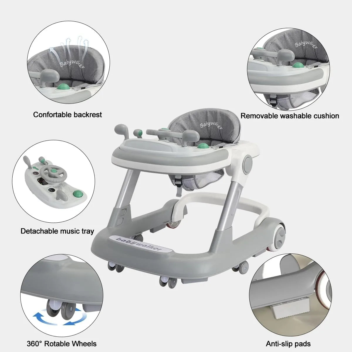 2-in-1 Convertible Baby Walker with Removable Activity Tray