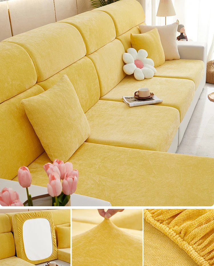 Elastic Chenille Sofa Protector Cover with Non-Slip Grip