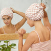 Satin-Lined Wide Shower Cap with Adjustable Fit