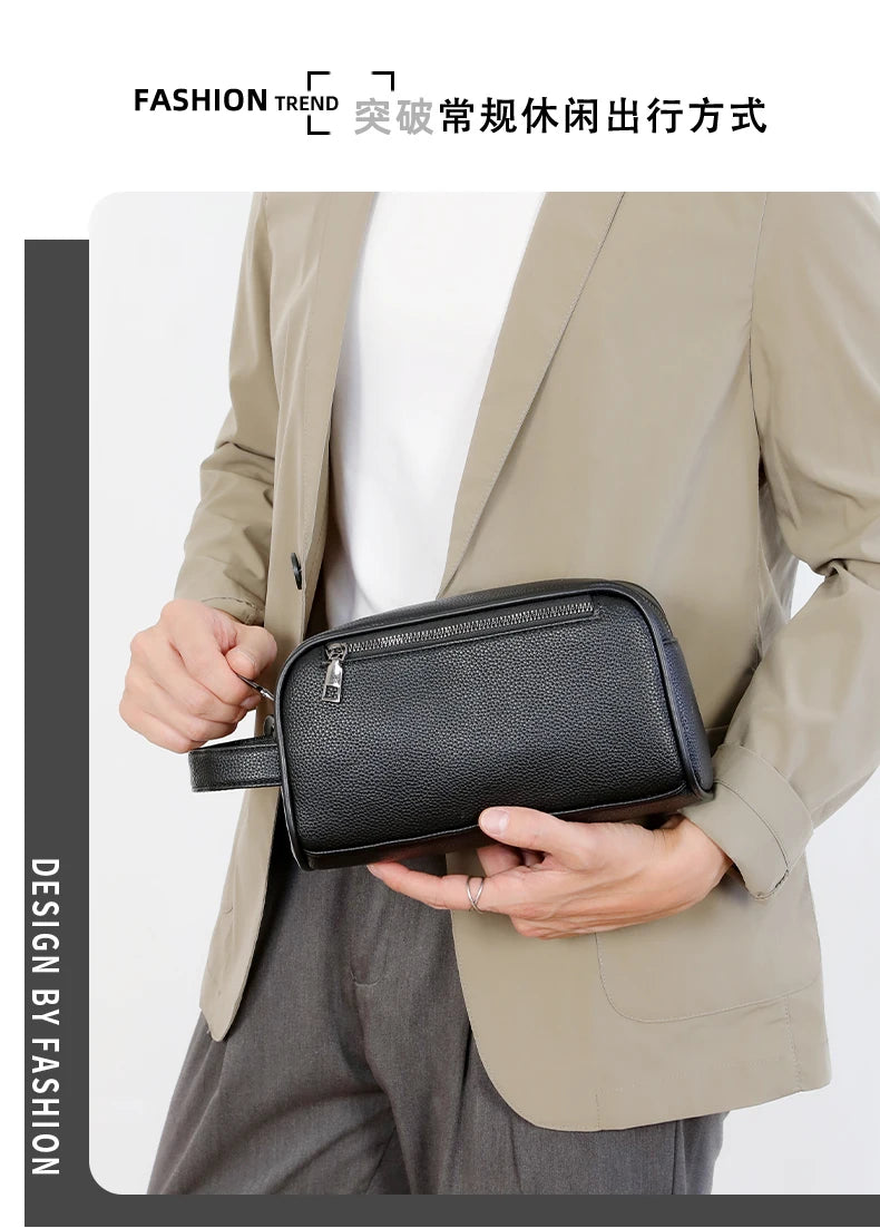 Men's PU Leather Casual Crossbody Clutch Bag