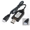 A black USB charger cable with a connector for a Li-ion battery pack is shown.