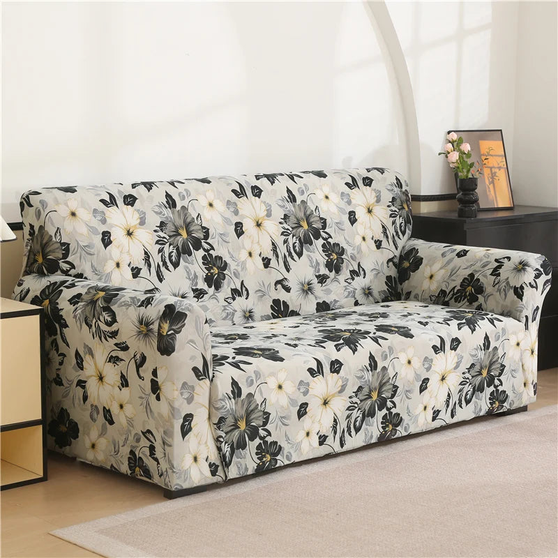 Stretch Floral Sofa Cover with Anti-Slip Grip