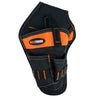 Black heavy duty drill holster waist tool bag with orange accents and magnetic screw holder