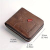 Men's Waxed Leather Card Holder Wallet with Zipper Coin Pocket